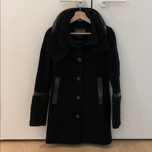 MACKAGE Wool Peacoat XXS, black with leather trim